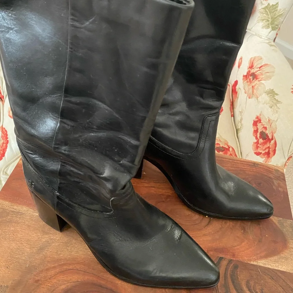 Frye Mid calf boots. Black leather. Size 8 - Picture 1 of 4